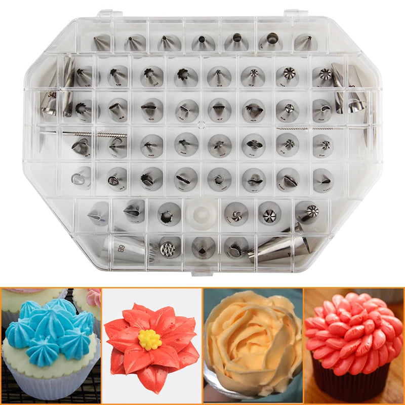 Free Shipping 55pcs Stainless Steel 304 Cake Icing Frosting Tips DIY Decoration Cupcake Piping Nozzles Set